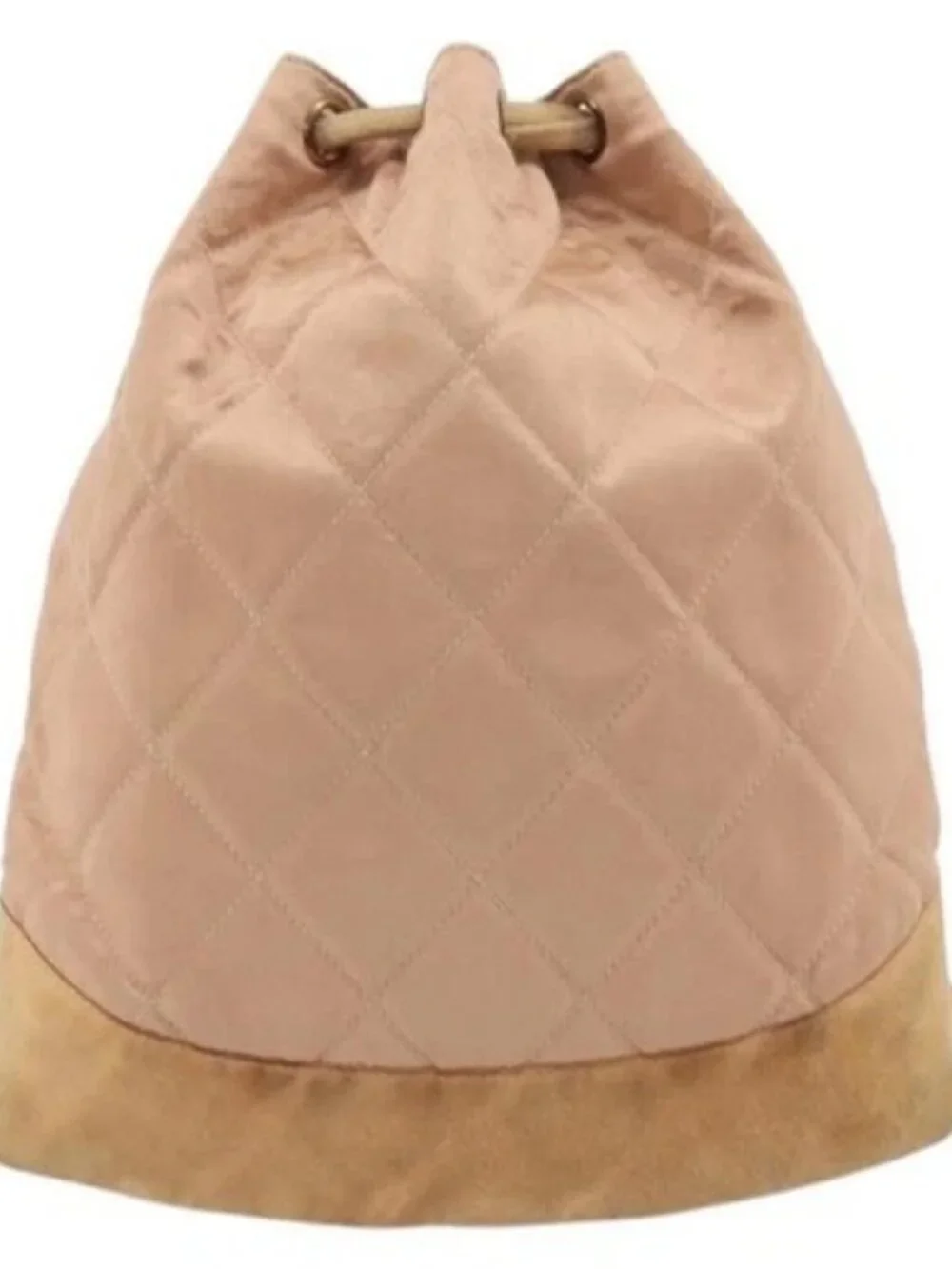 CHANEL Matelasse Purse Backpack Satin Pink Gold CC Auth bs34274